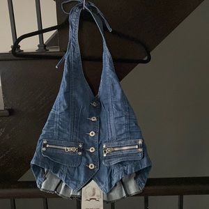 Denim halter top